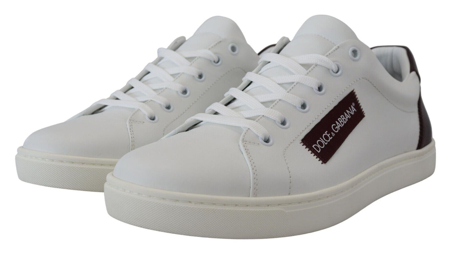 Elegant White Leather Low-Top Sneakers