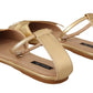 Elegant Gold Leather Flat Sandals Boots