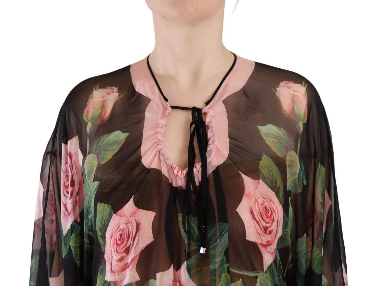 Elegant Floral Kaftan Silk Dress