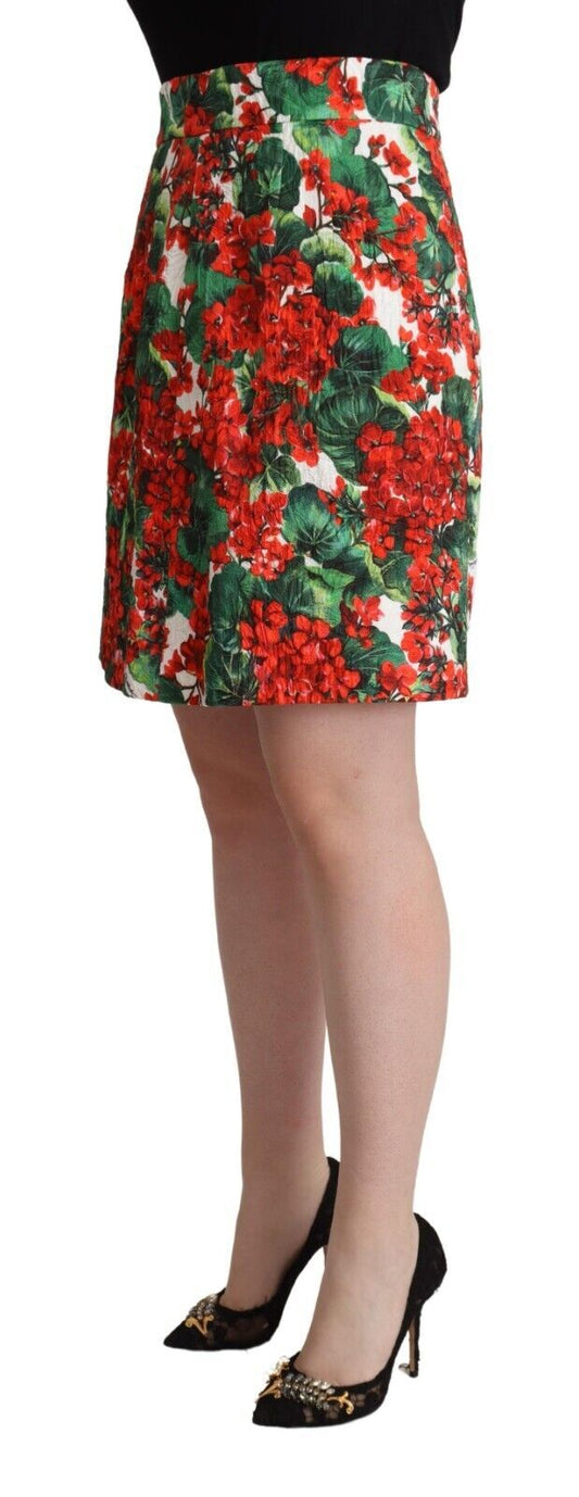 Vibrant Geranium Print A-Line Skirt