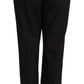 Black Mid Waist Trouser Straight Cropped Pants