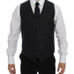 Gray Wool Silk Dress Vest Gilet Weste