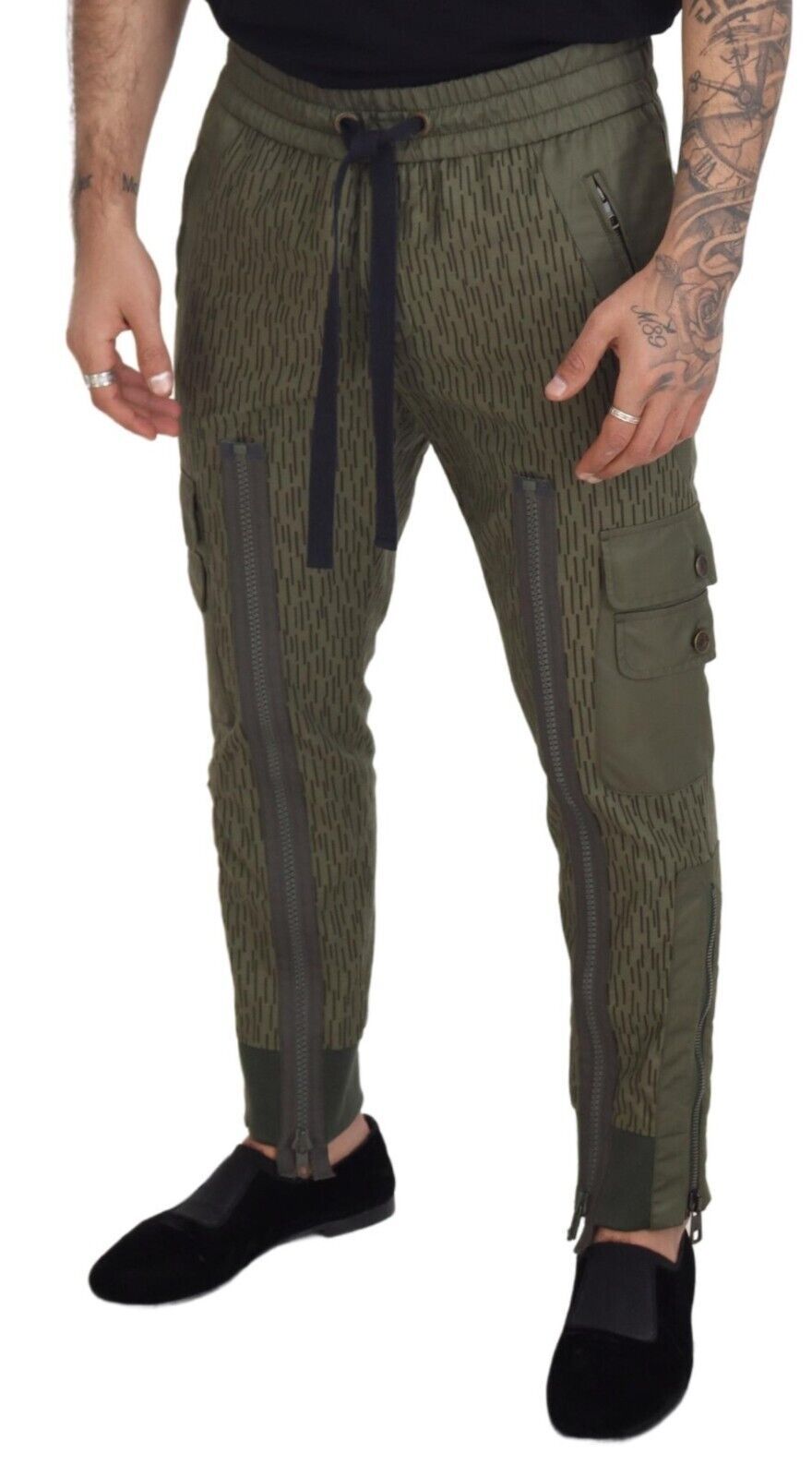 Elegant Green Cotton Blend Pants