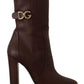 Toffee Leather Mid-Calf Boots with Side Zip