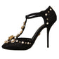 Elegant Embellished T-Strap Heels Sandals