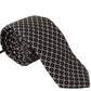 Elegant Patterned Black Silk Tie