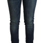 Blue Washed Cotton Slim Fit Denim Low Waist Jeans