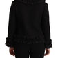 Elegant Ruffled Wool-Silk Long Sleeve Jacket