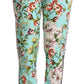 Green Floral Print Mid Waist Trouser Jogger Pants