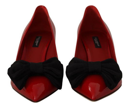 Elegant Patent Leather Heels with Chic Bow Accent