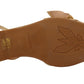 Elegant Gold Leather Flat Sandals Boots