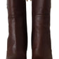 Toffee Leather Mid-Calf Boots with Side Zip
