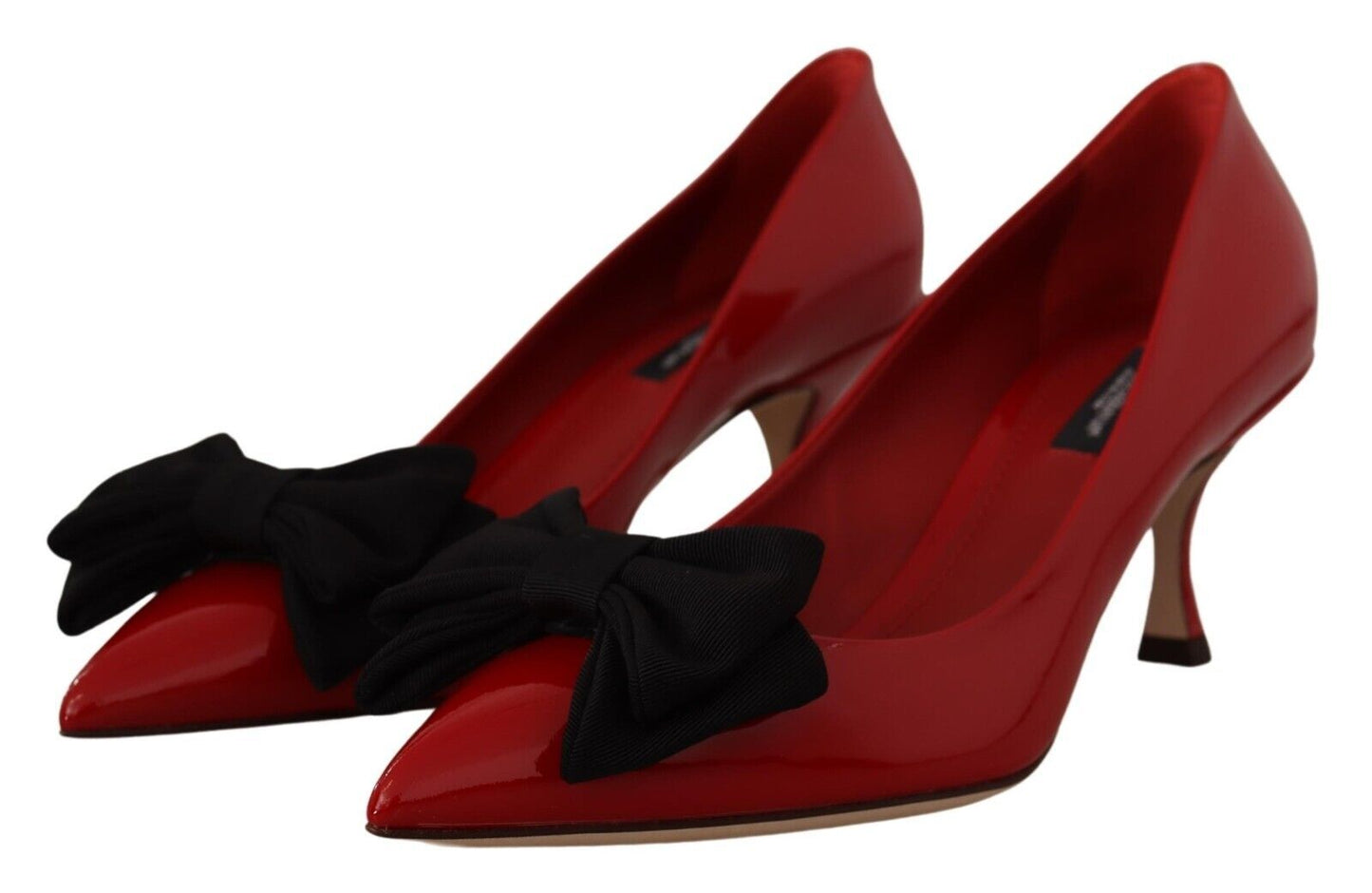 Elegant Patent Leather Heels with Chic Bow Accent