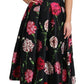 Elegant Black Silk Midi Floral Dress