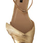 Elegant Gold Leather Flat Sandals Boots
