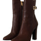 Toffee Leather Mid-Calf Boots with Side Zip