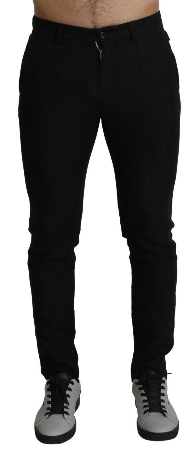 Elegant Black Linen Skinny Trousers