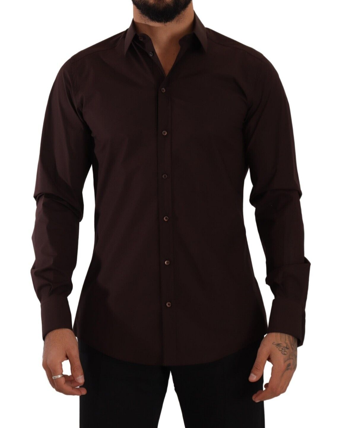 Elegant Bordeaux Slim Fit Dress Shirt