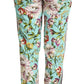 Green Floral Print Mid Waist Trouser Jogger Pants