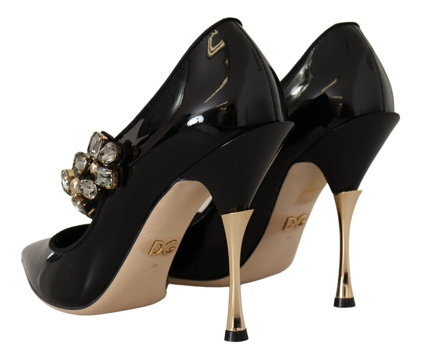 Elegant Patent Leather Crystal Pumps