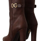 Toffee Leather Mid-Calf Boots with Side Zip