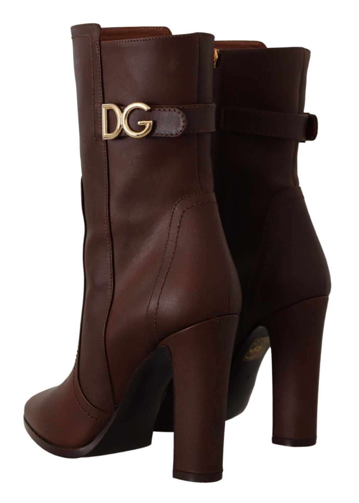 Toffee Leather Mid-Calf Boots with Side Zip