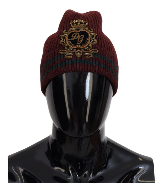 Maroon Virgin Wool Beanie Hat