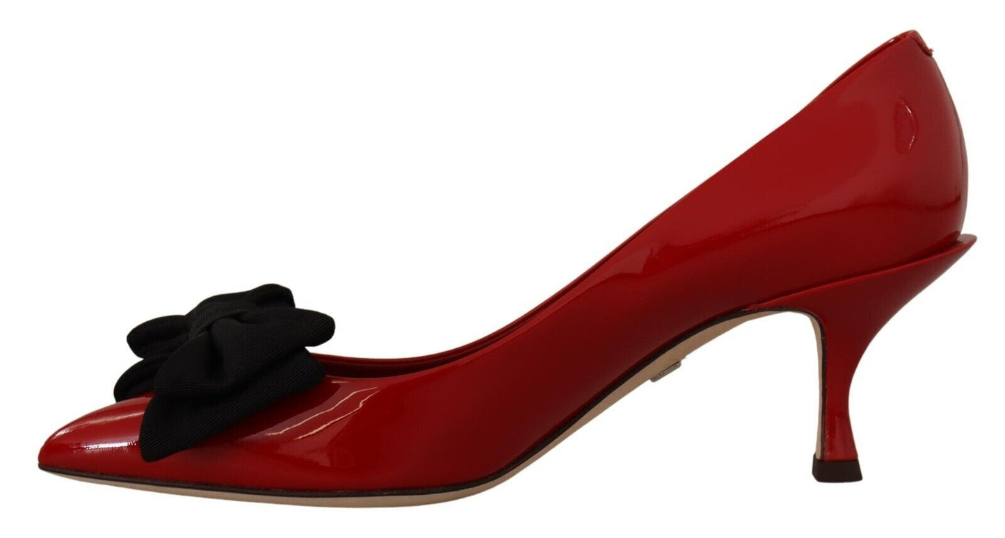 Elegant Patent Leather Heels with Chic Bow Accent