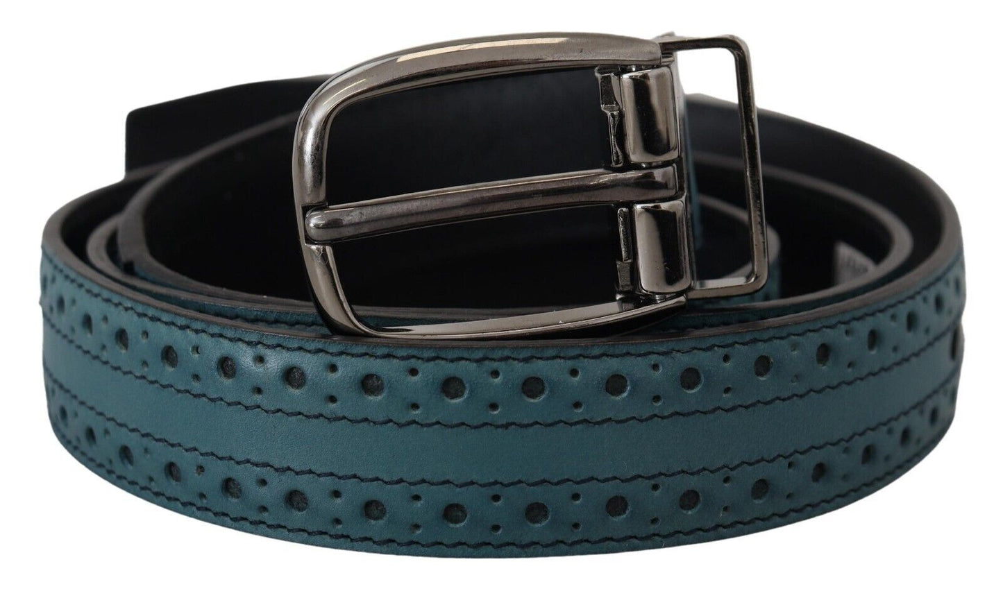 Elegant Italian Leather Belt with Metal Buckle