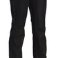 Black Washed Mid Waist Flared Denim Pants Cotton