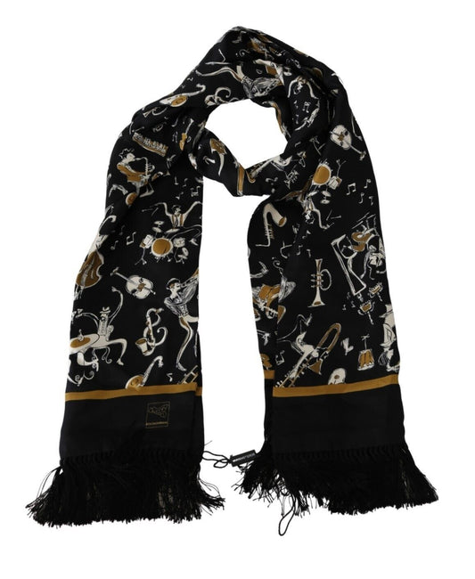 Elegant Instrument Print Silk Scarf