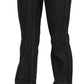 Black Washed Mid Waist Flared Denim Pants Cotton