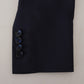 Elegant Black Wool-Silk Slim Fit Suit