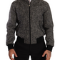 Elegant Houndstooth Bomber Jacket