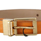 Elegant Dauphine Leather Waist Belt in Orange