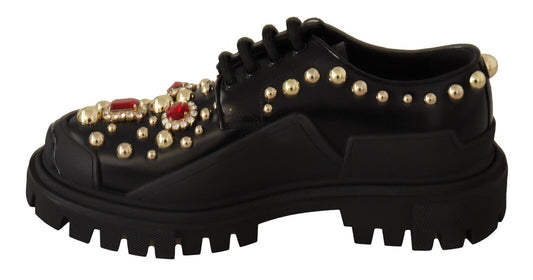 Elegant Crystal-Embellished Derby Shoes