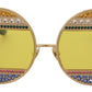 Crystal Embellished Oval Sunglasses