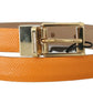 Elegant Dauphine Leather Waist Belt in Orange