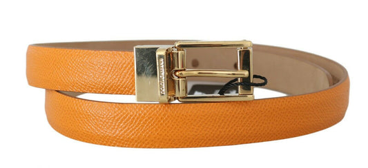 Elegant Dauphine Leather Waist Belt in Orange