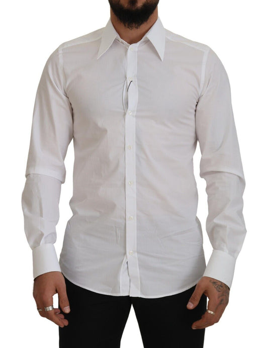 Elegant White Slim Fit Dress Shirt