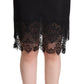 Elegant Floral Lace Pencil Skirt in Black