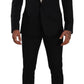 Elegant Black Patterned Wool-Silk Suit