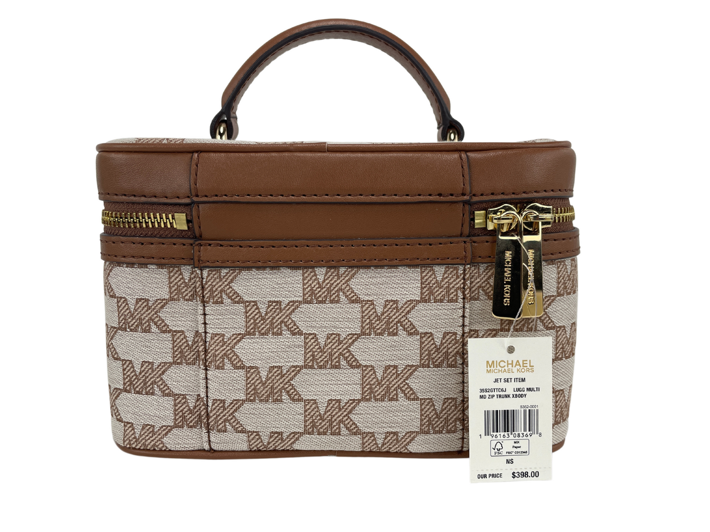 Jet Set Medium Luggage Jacquard Canvas Zip Trunk Crossbody Handbag