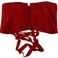 Red Corset Belt Stretch Waist Strap Silk Top