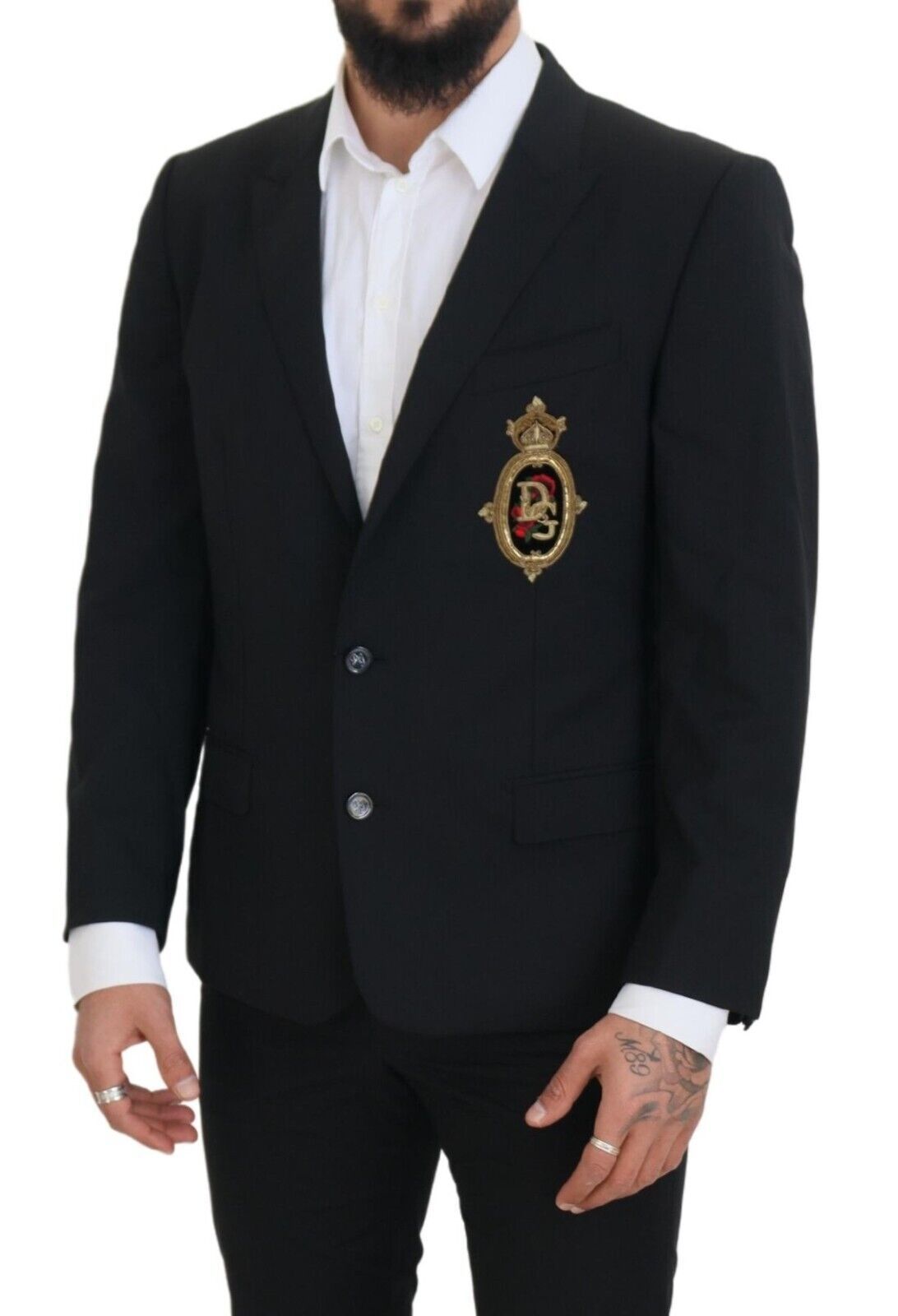 Elegant Slim Fit Black Wool Blazer