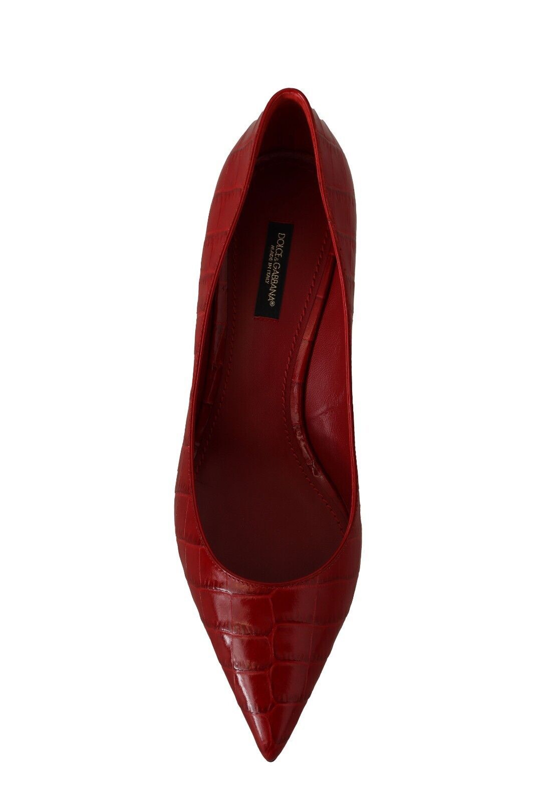 Elegant Red Leather Mid-Heel Pumps