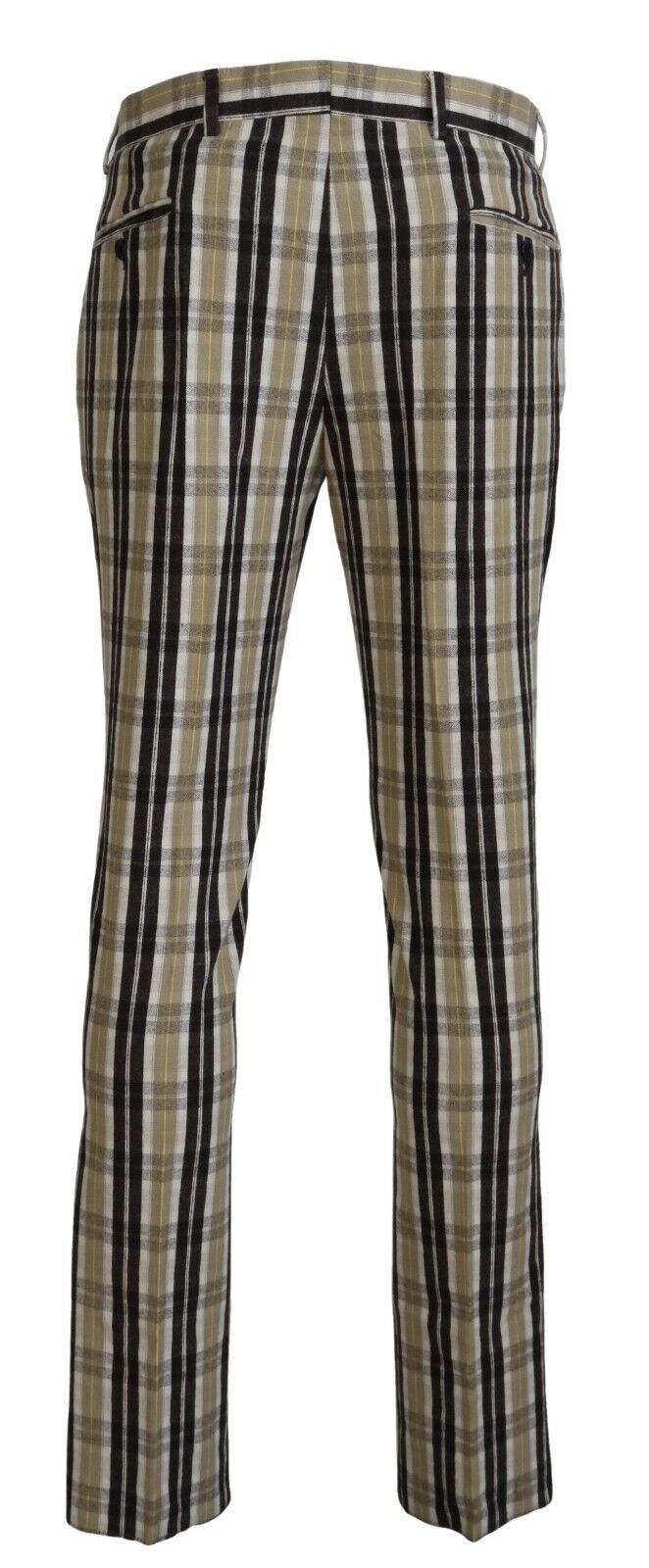 Chic Multicolor Checkered Cotton Pants