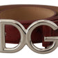 Bordeaux Leather Silver Logo Metal Buckle