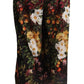 Black Floral Mid Waist Trouser Wide Leg Pants
