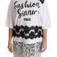 White Fashion Sinner Cotton Lace T-shirt Top